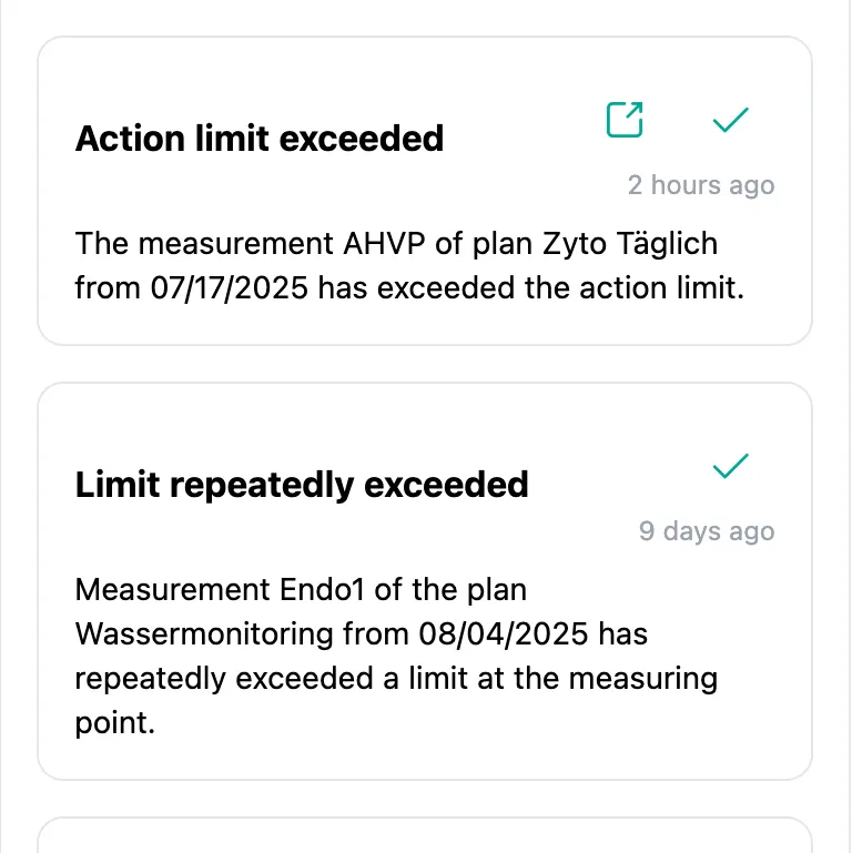SteriTrend notification for a deviation